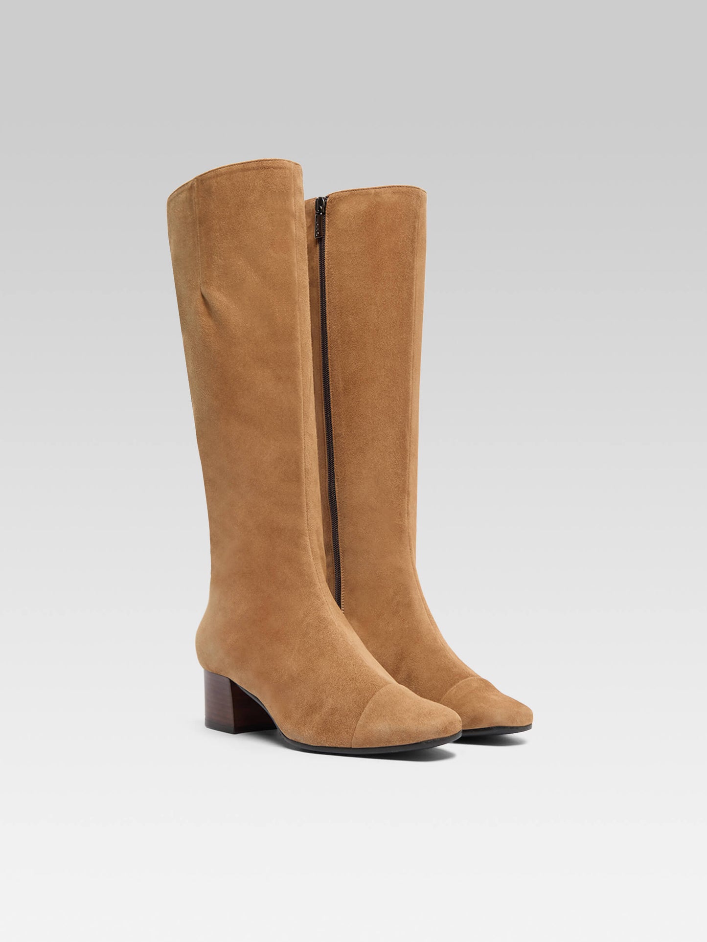 Malaga - Bottes cuir velours noisette