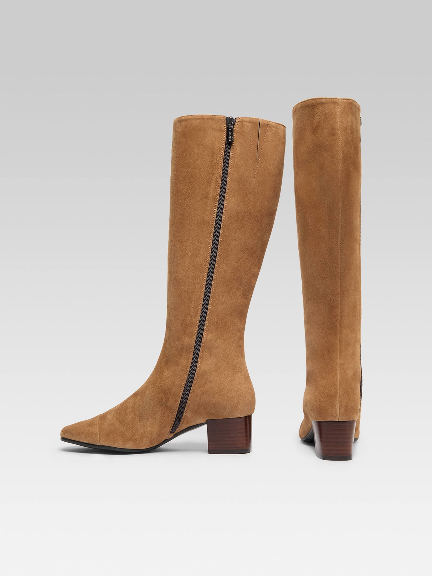 Malaga - Bottes cuir velours noisette