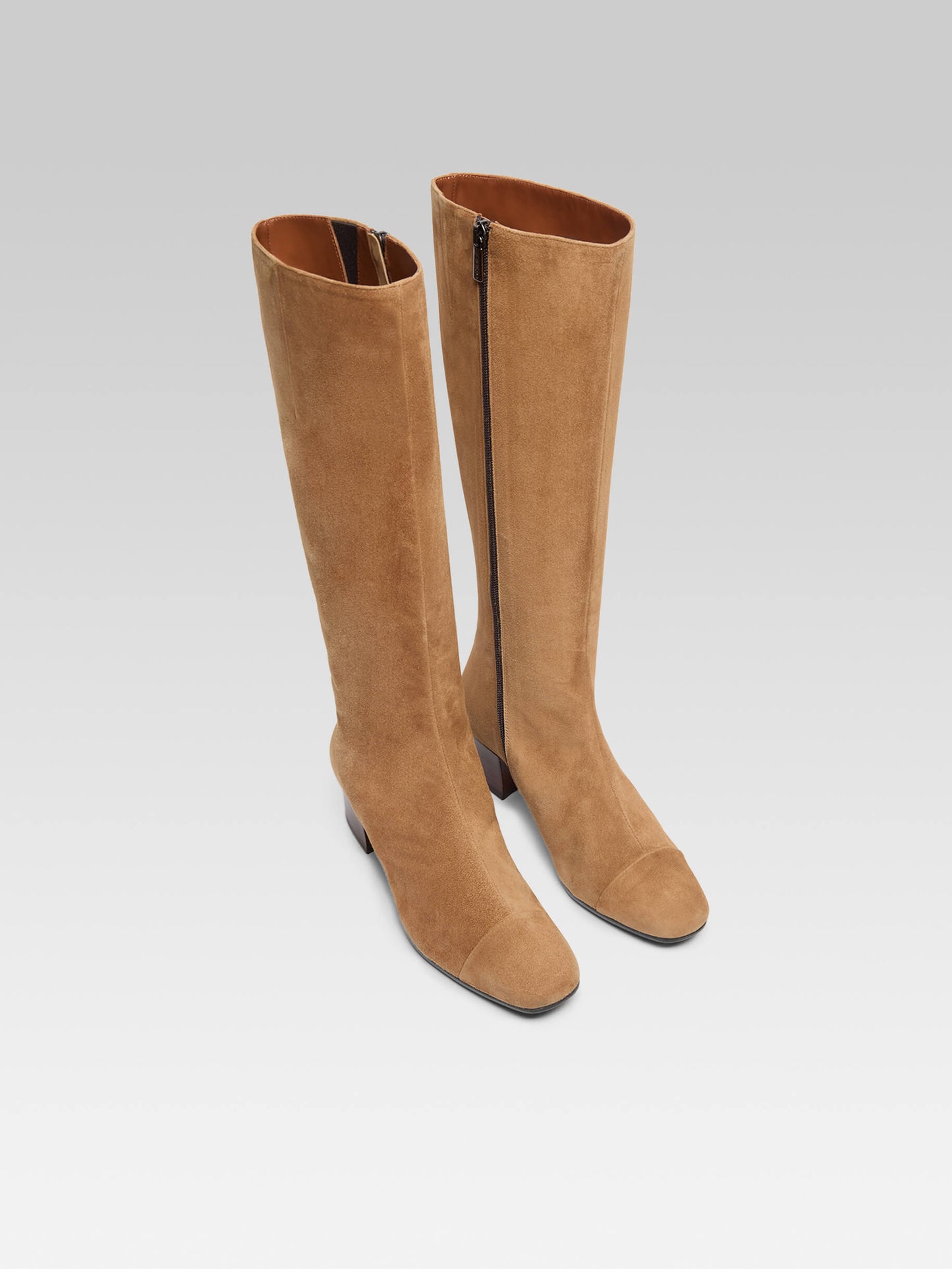 Malaga - Bottes cuir velours noisette