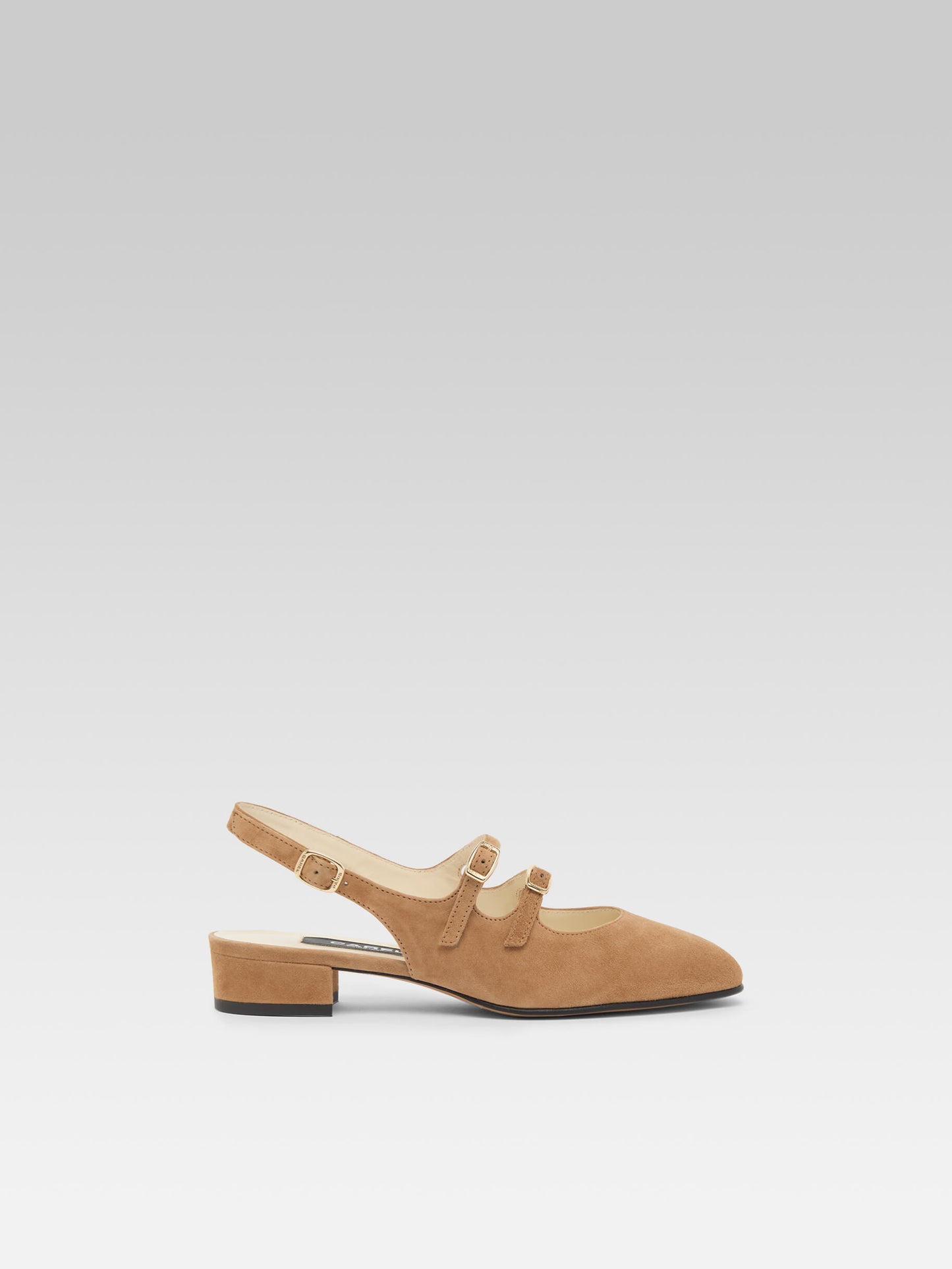 Peche - Babies slingback cuir velours noisette