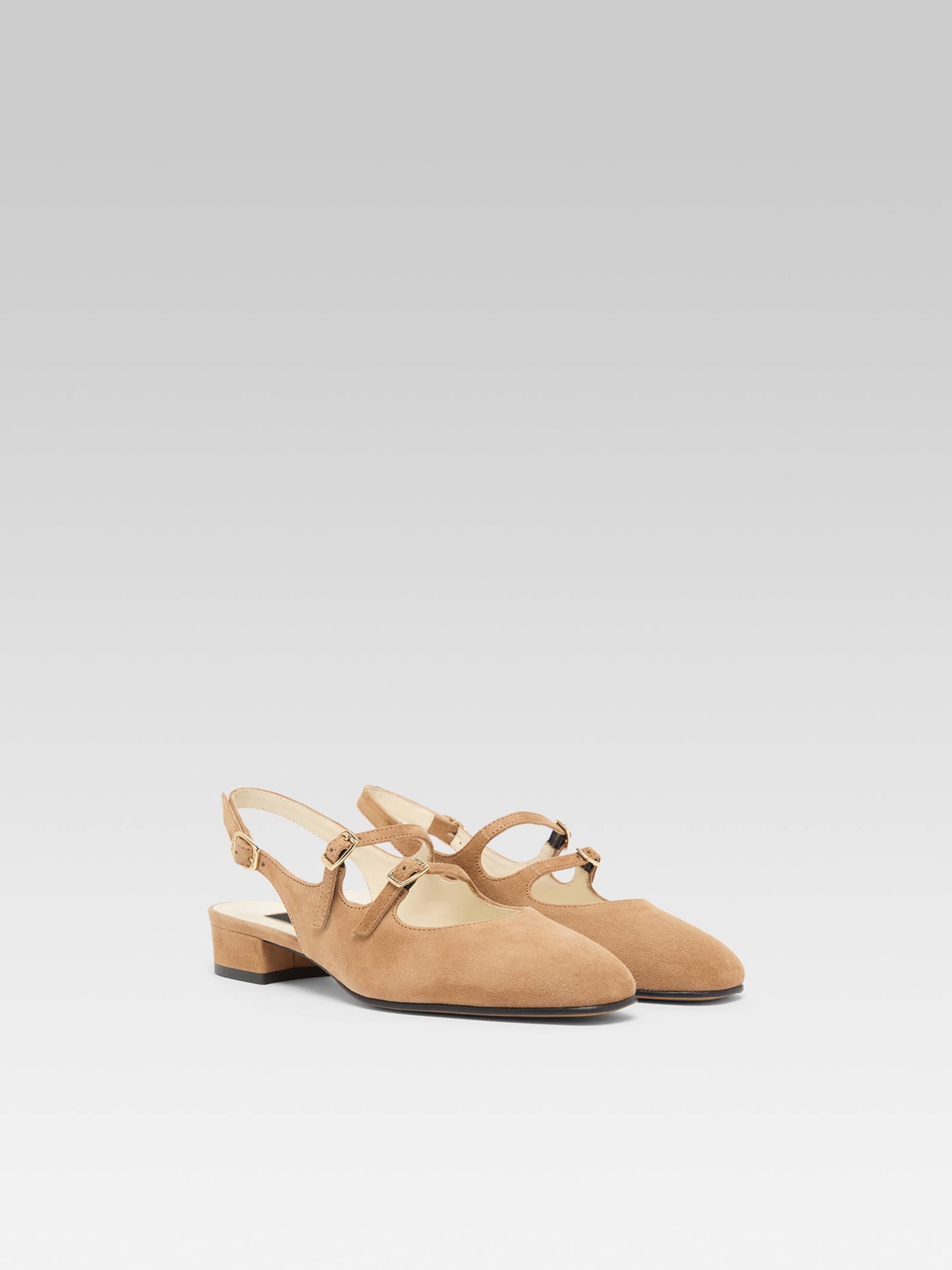 Peche - Hazelnut suede leather slingback Mary Janes