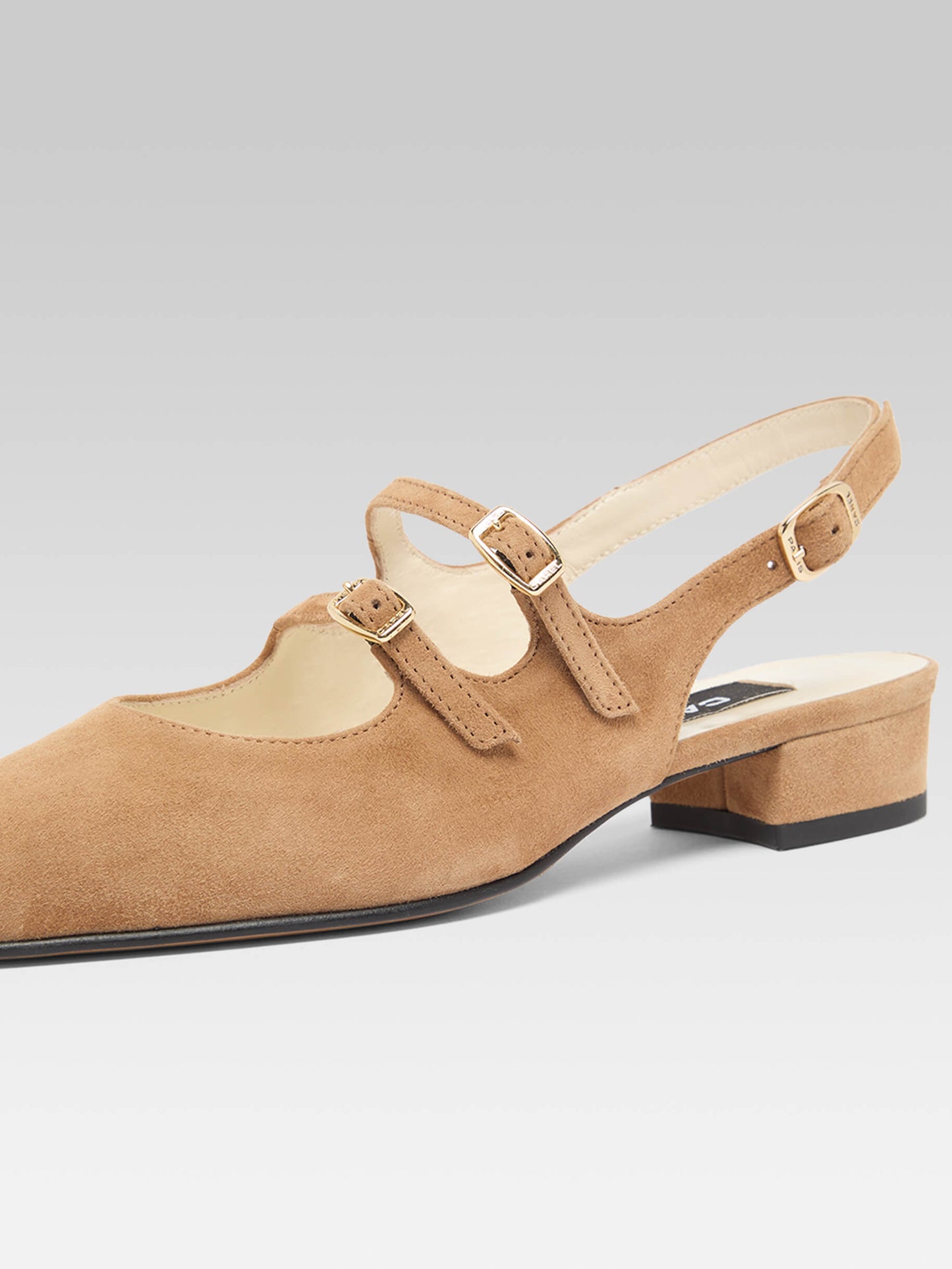 Peche - Hazelnut suede leather slingback Mary Janes