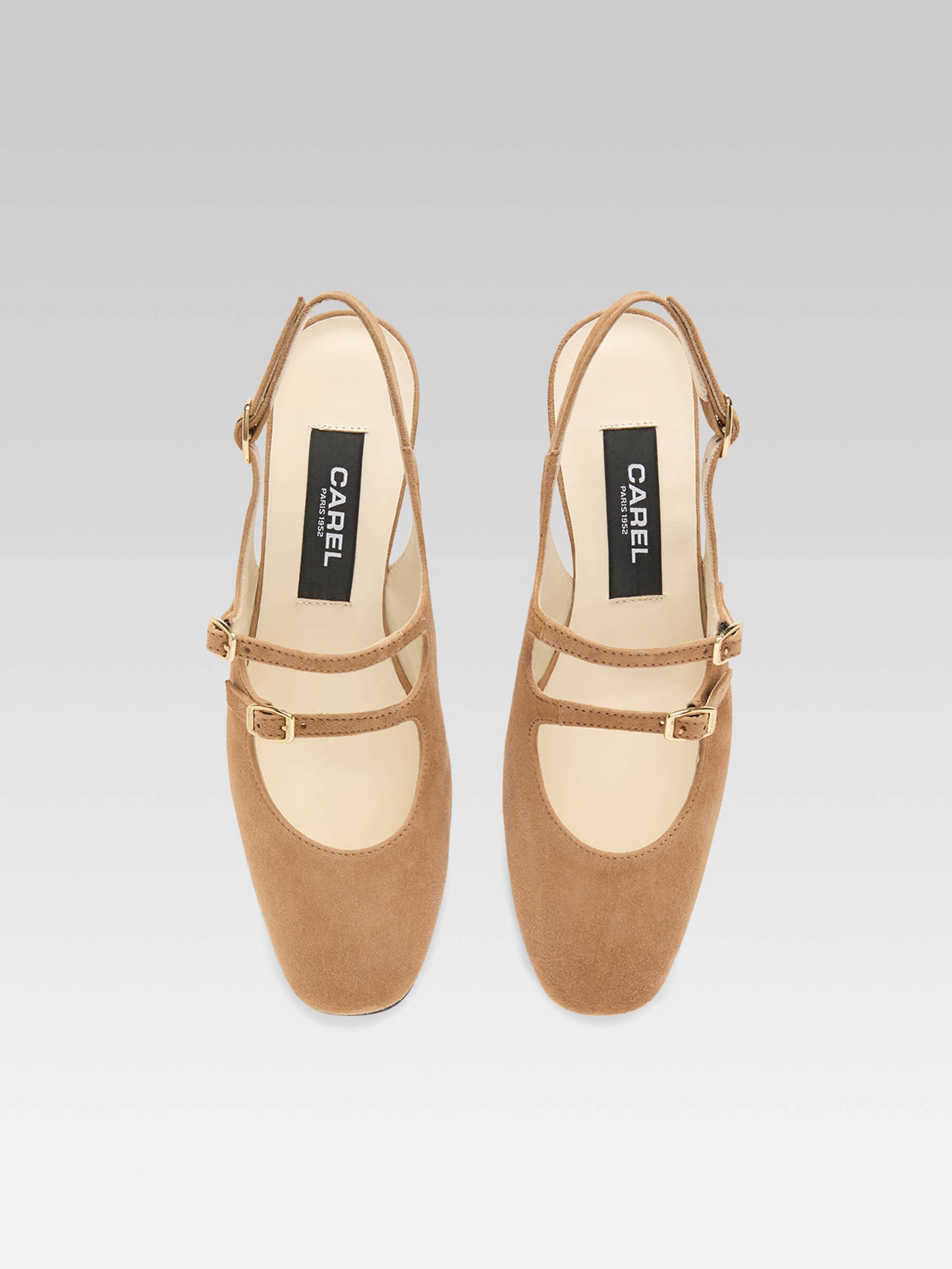 Peche - Hazelnut suede leather slingback Mary Janes