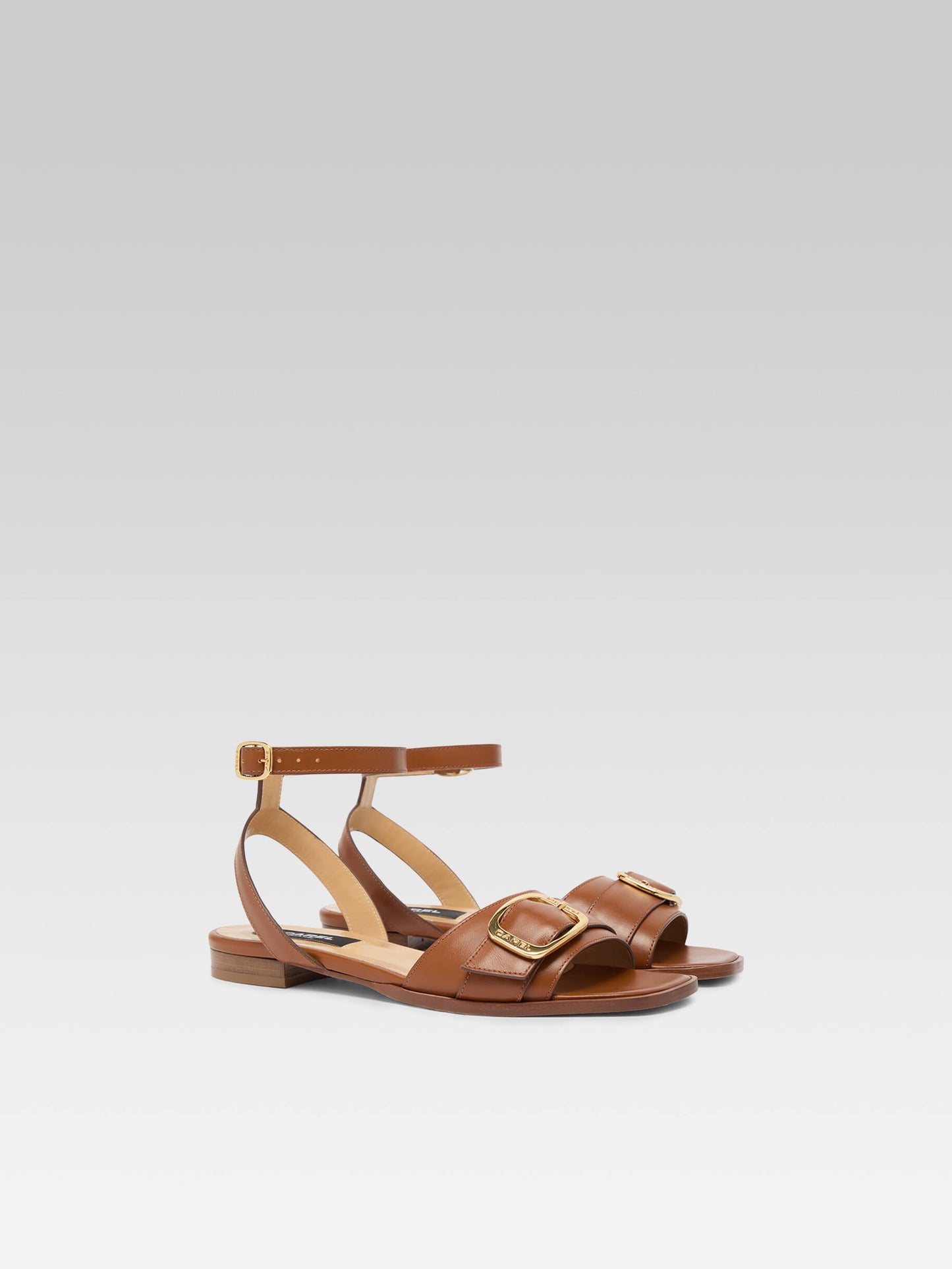 Francoise - Cognac leather flat sandals