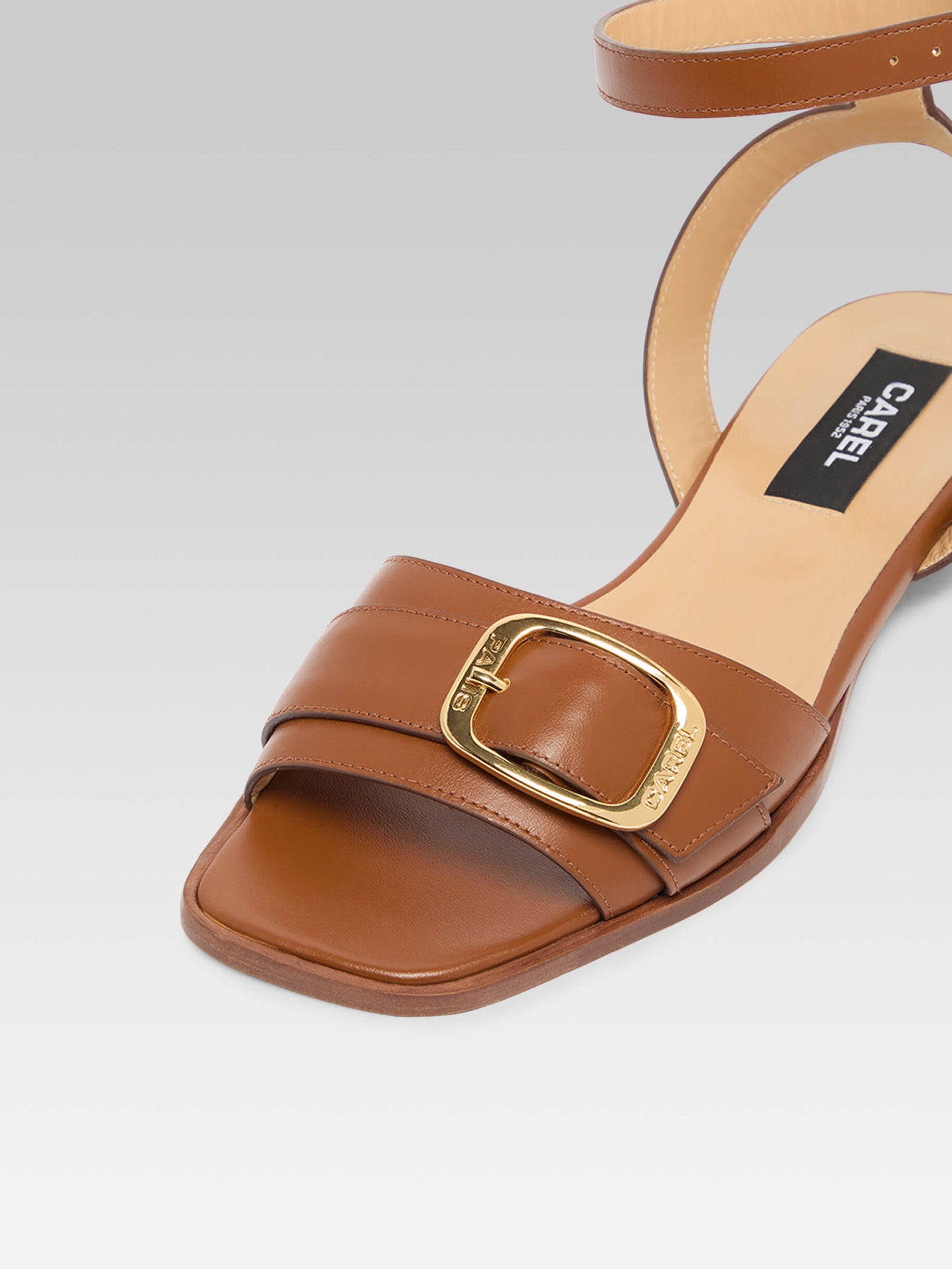 Francoise - Cognac leather flat sandals