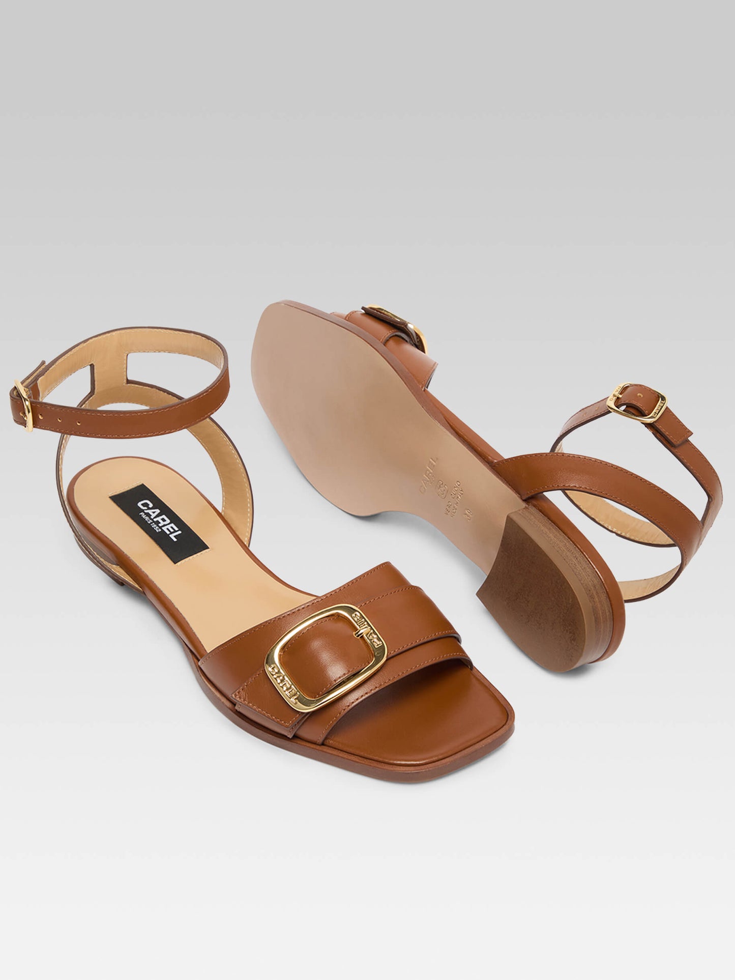 Francoise - Cognac leather flat sandals