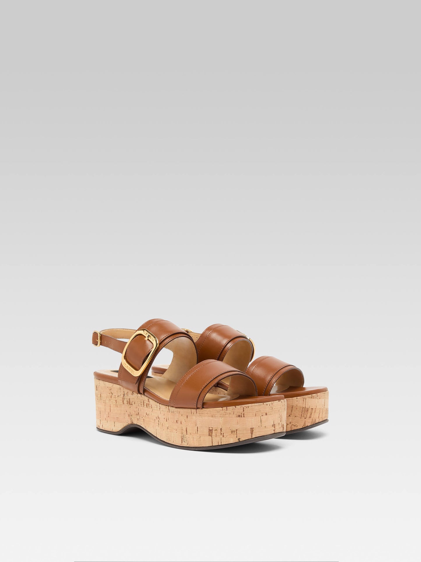 Francine - Cognac leather platform sandals