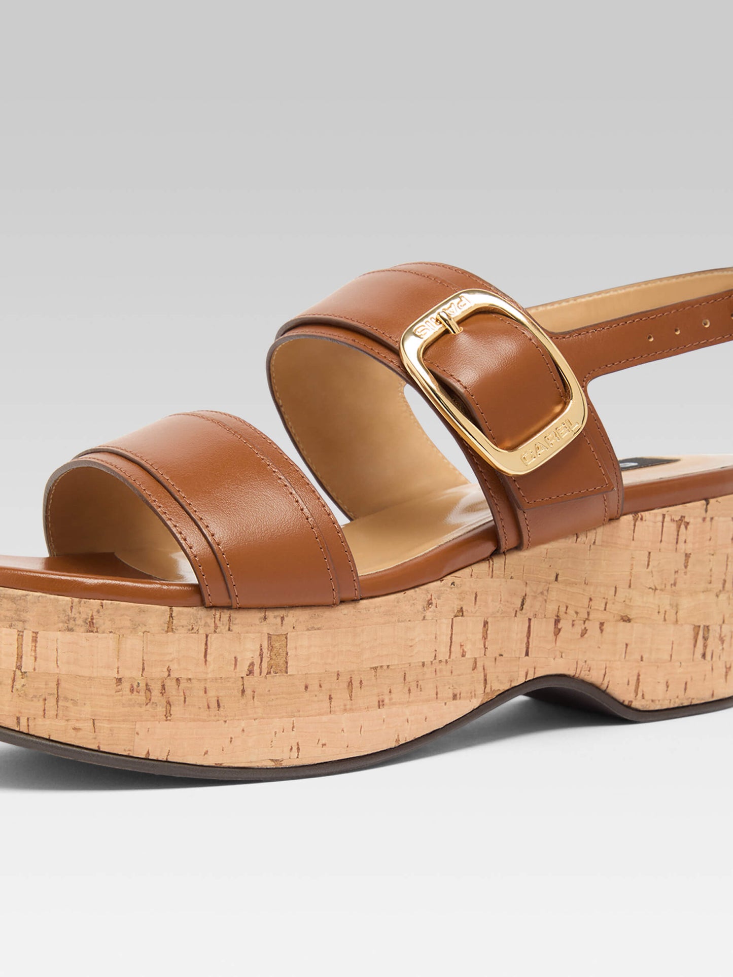 Francine - Cognac leather platform sandals