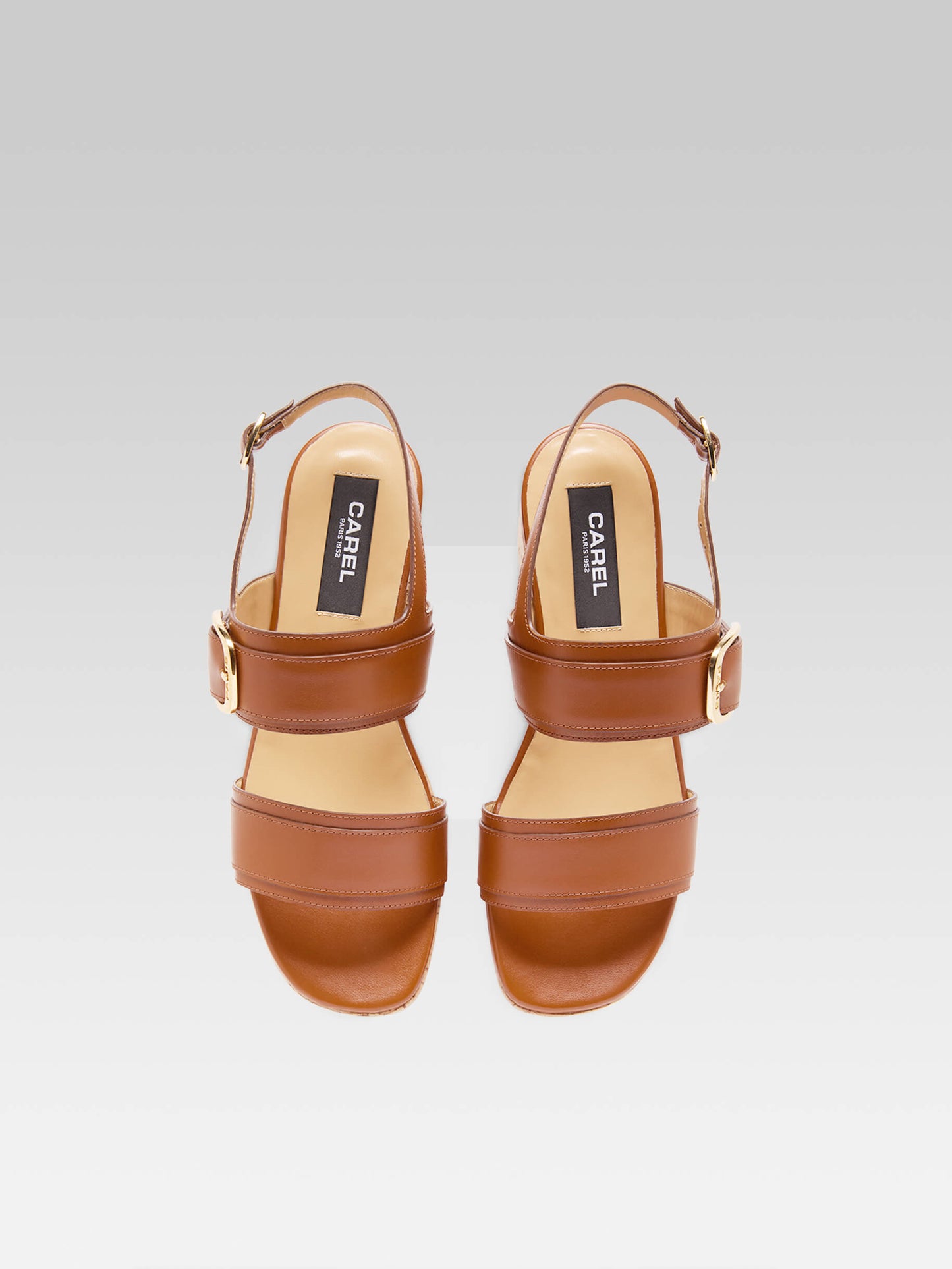 Francine - Cognac leather platform sandals