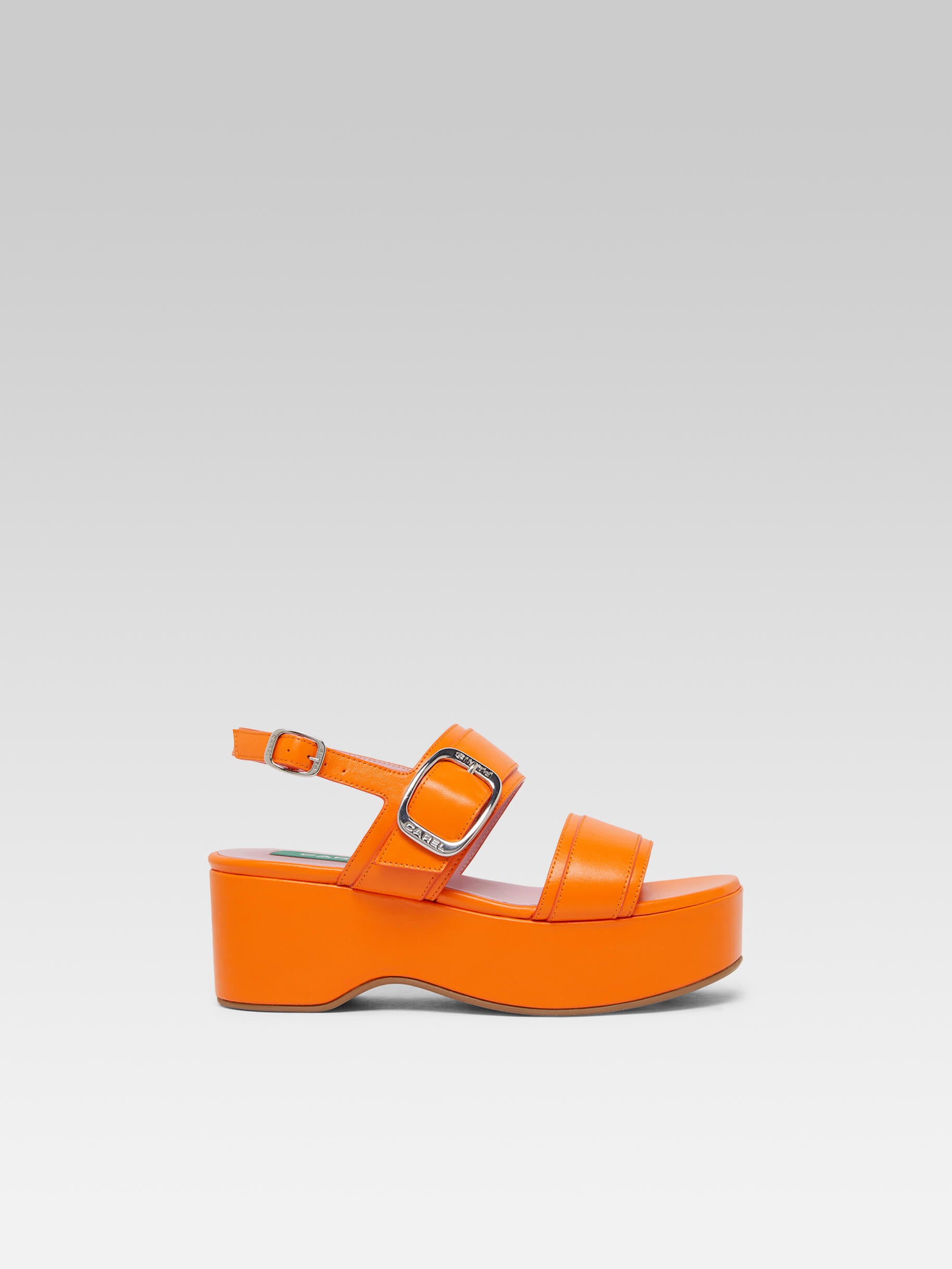 Francine - Upcycled orange leather platform sandals