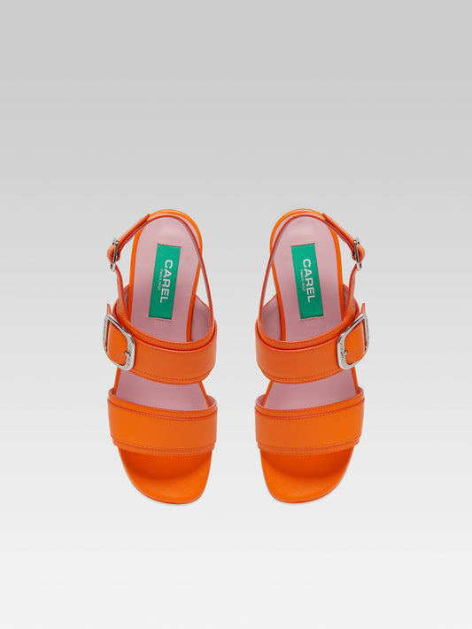 Francine - Upcycled orange leather platform sandals - Image number 2