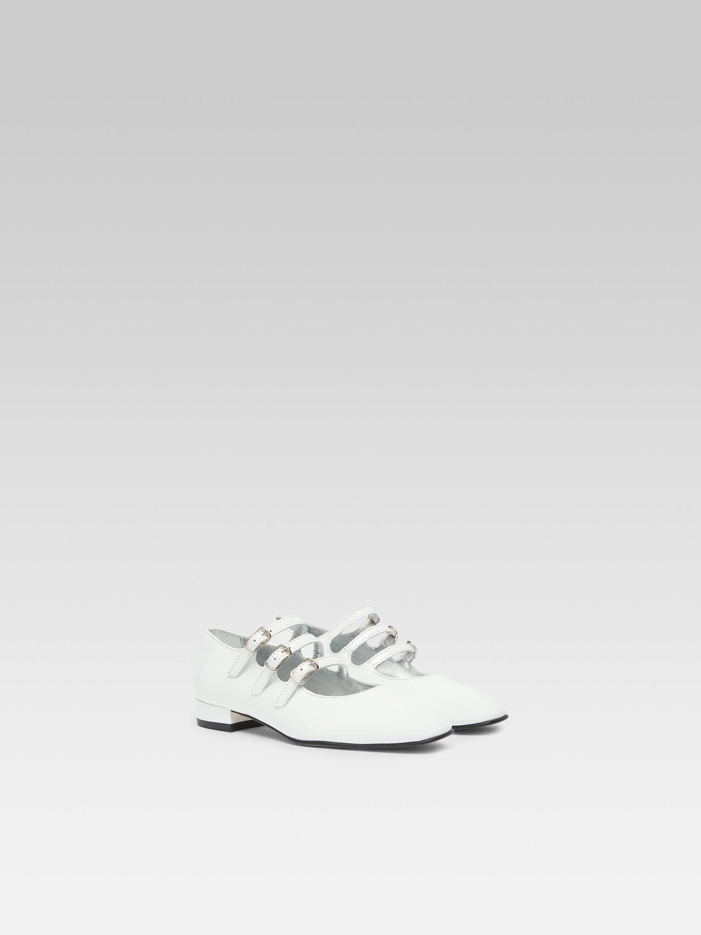 Petite Kina - Babies cuir verni blanc