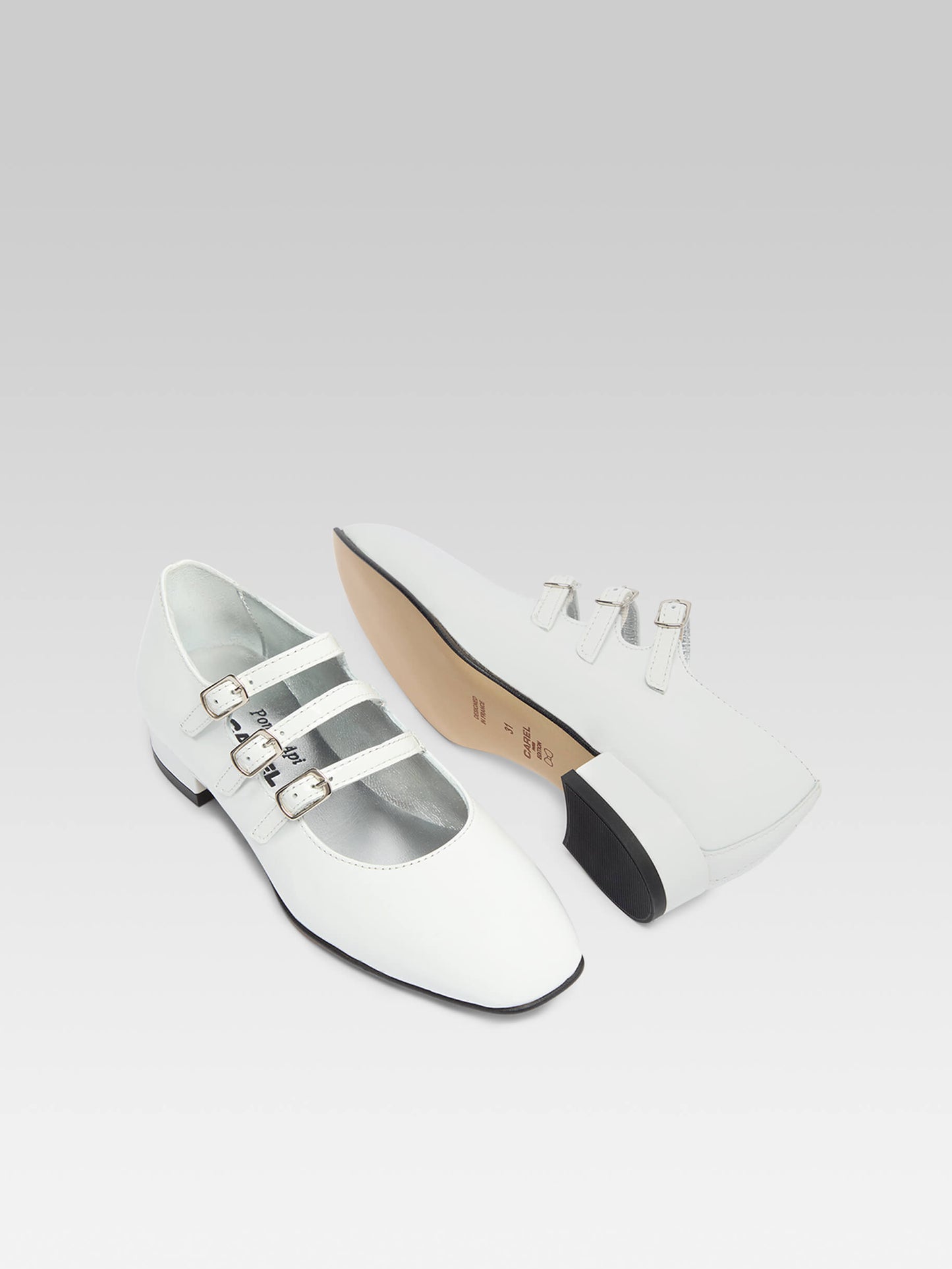 Petite Kina - Babies cuir verni blanc