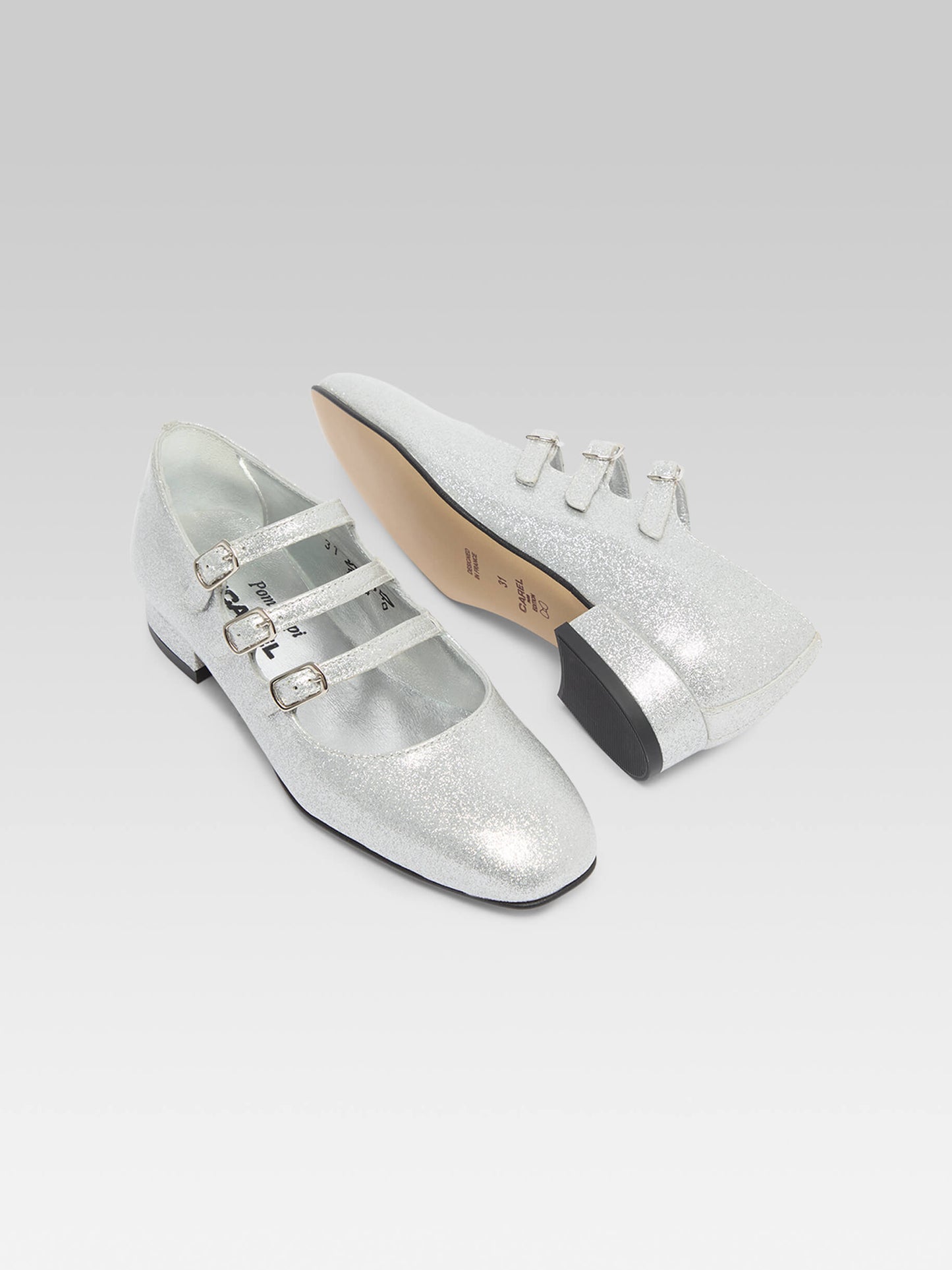 Little Kina - Silver laminated leather Mary Janes