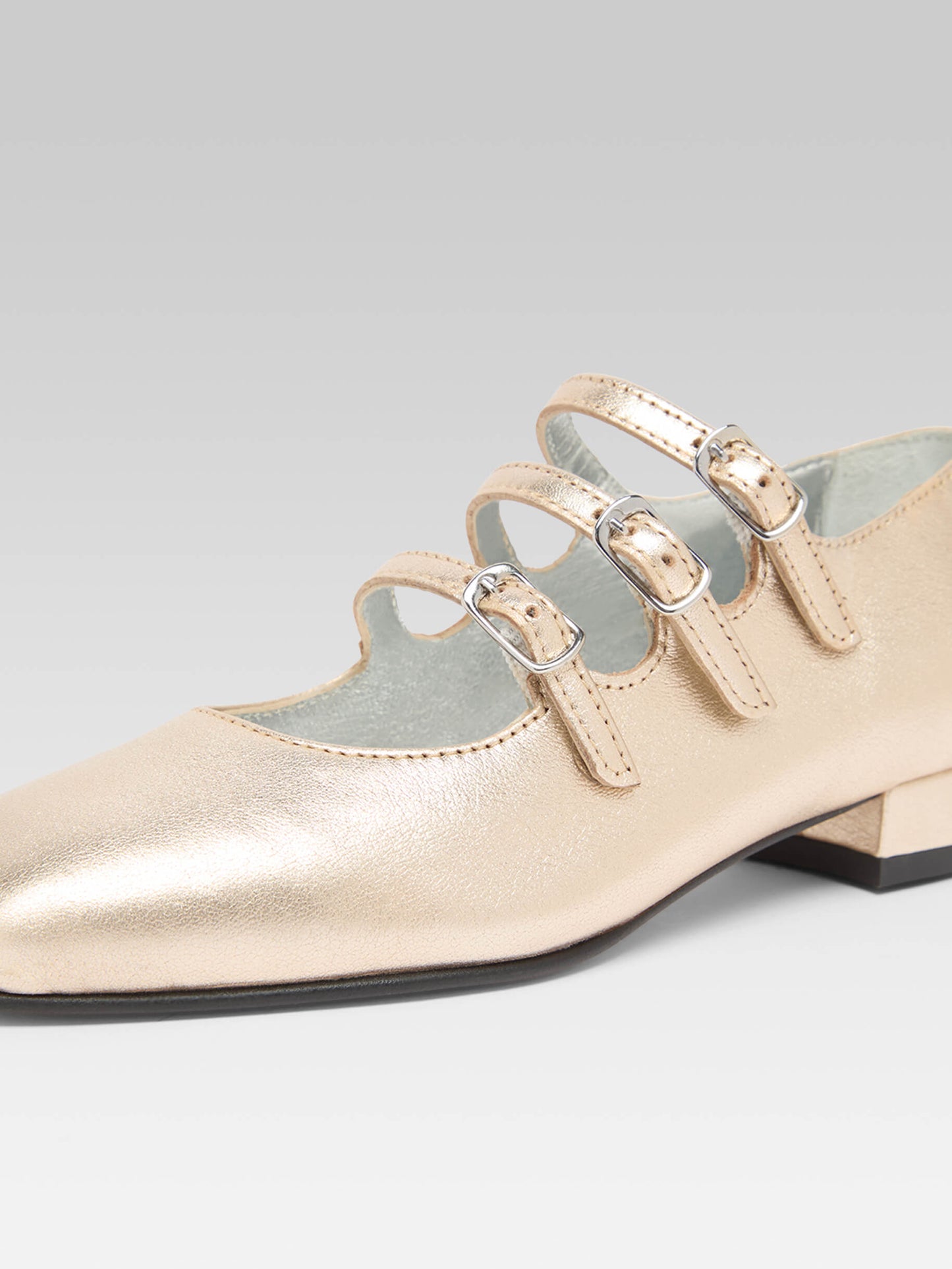 Little Kina - Platinum laminated leather Mary Janes