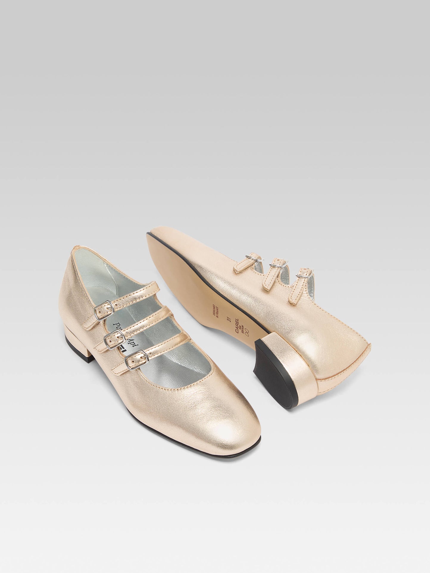 Little Kina - Platinum laminated leather Mary Janes