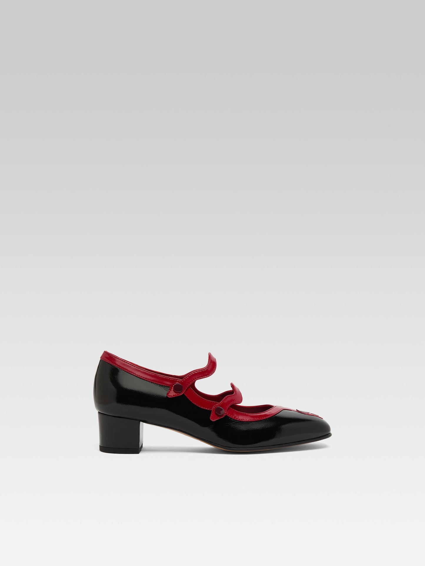 Kina - Black and red patent leather snake Mary Janes pumps