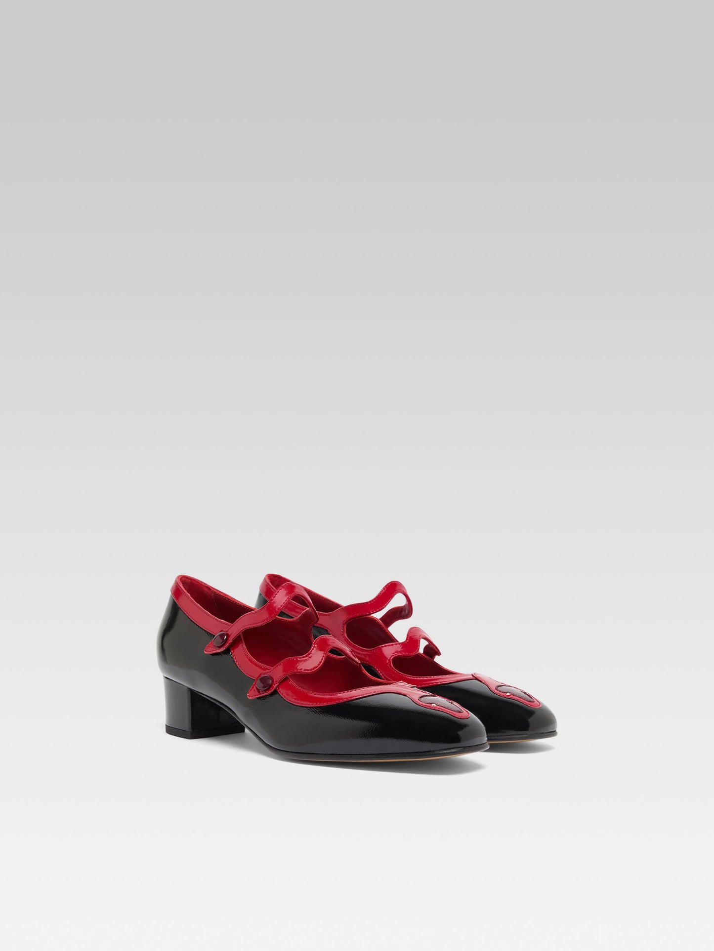 Kina - Black and red patent leather snake Mary Janes pumps