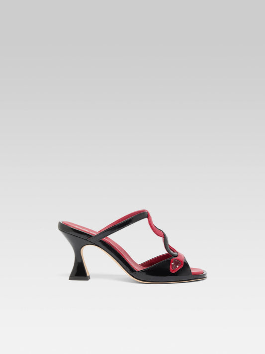 Naja - Black and red patent leather snake heel mules - Image number 2