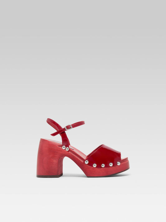 Laly - Sabots cuir verni rouge