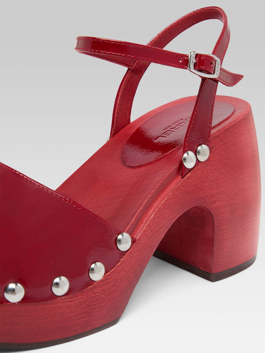 Laly - Sabots cuir verni rouge - Image numéro 2