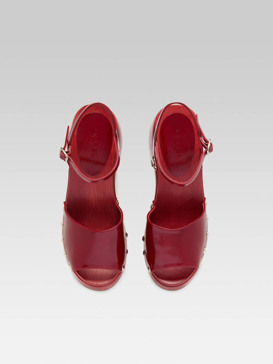 Laly - Sabots cuir verni rouge - Image numéro 4