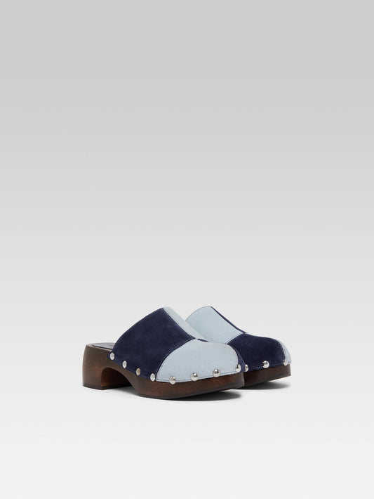 Ivy - Blue two-tone suede leather clog - Image number 3