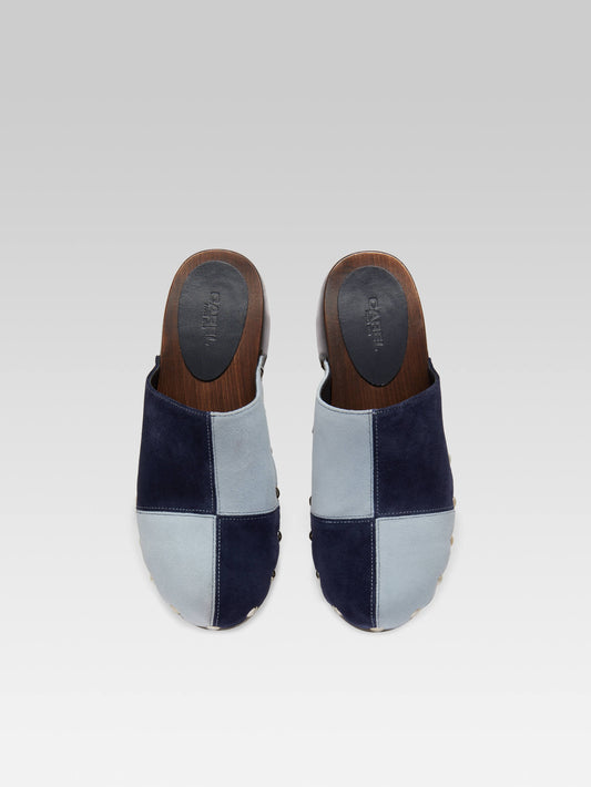 Ivy - Blue two-tone suede leather clog - Image number 6