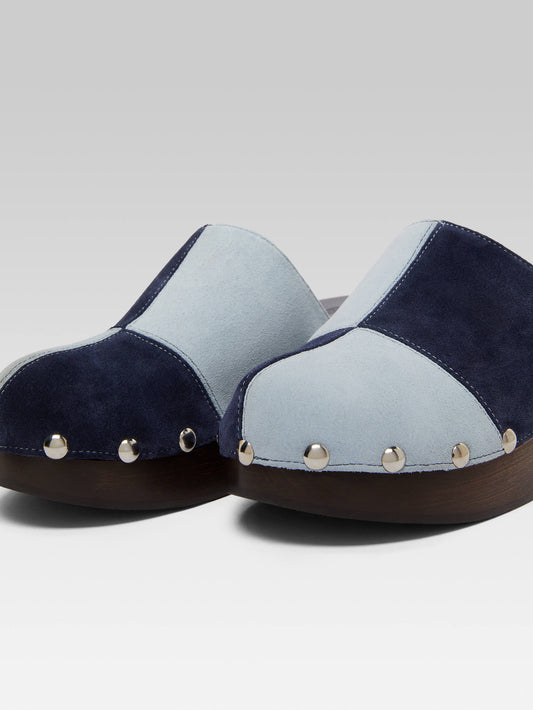 Ivy - Blue two-tone suede leather clog - Image number 7