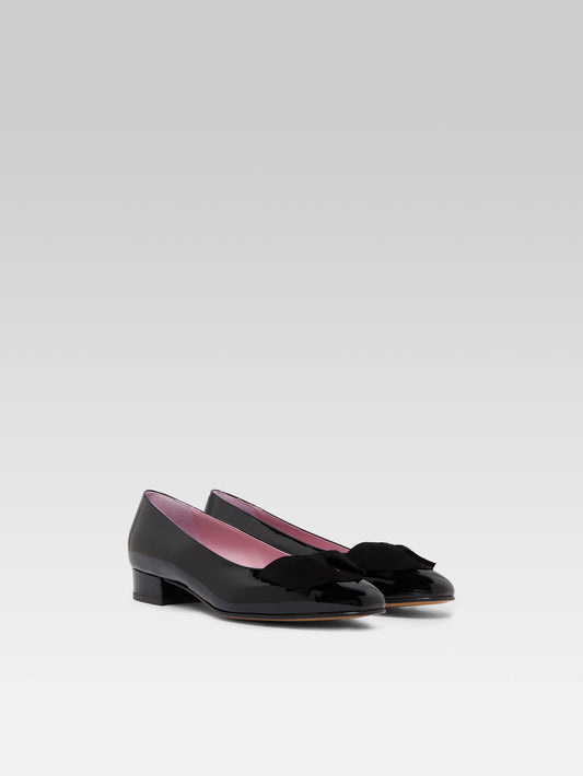 Princesse - Black patent leather ballet flats with velvet bow - Image number 2