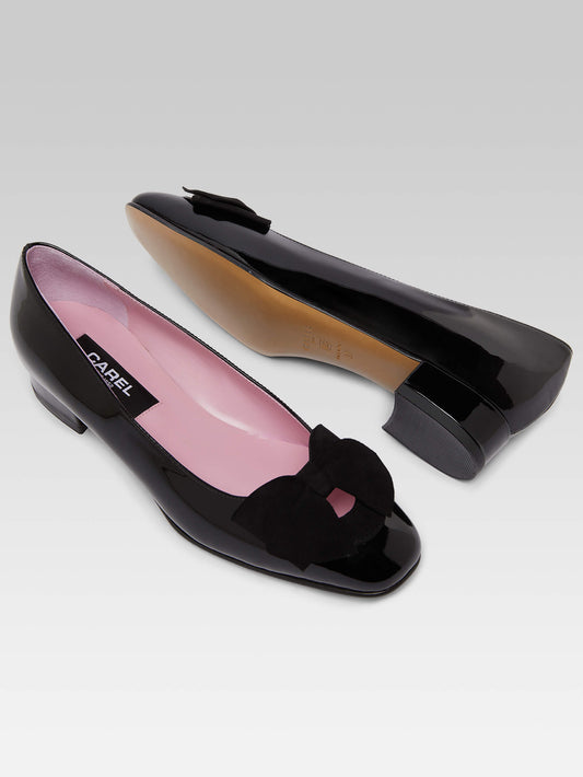 Princesse - Black patent leather ballet flats with velvet bow - Image number 5