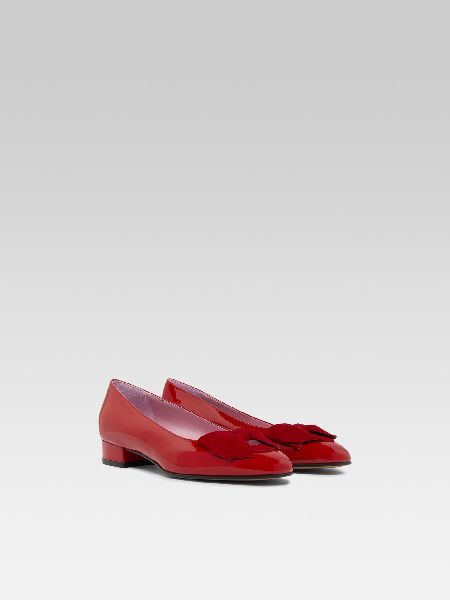 Princesse - Red patent leather ballet flats with velvet bow