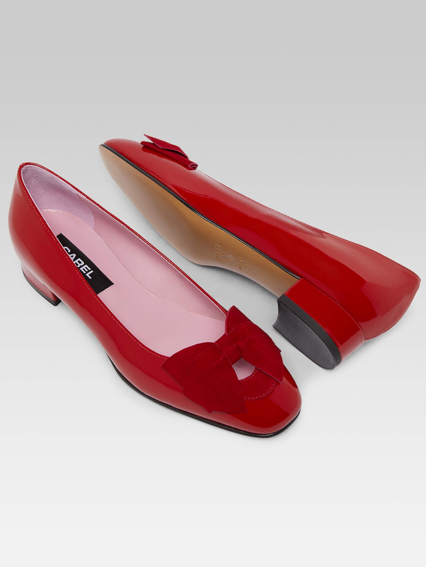 Princesse - Red patent leather ballet flats with velvet bow