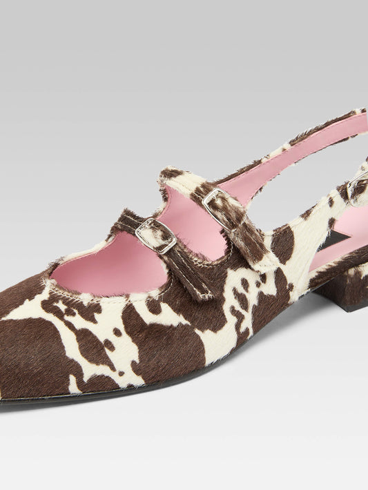 Peche - Cow print pony leather slingback Mary Janes - Image number 2