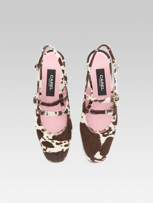 Peche - Cow print pony leather slingback Mary Janes - Image number 4