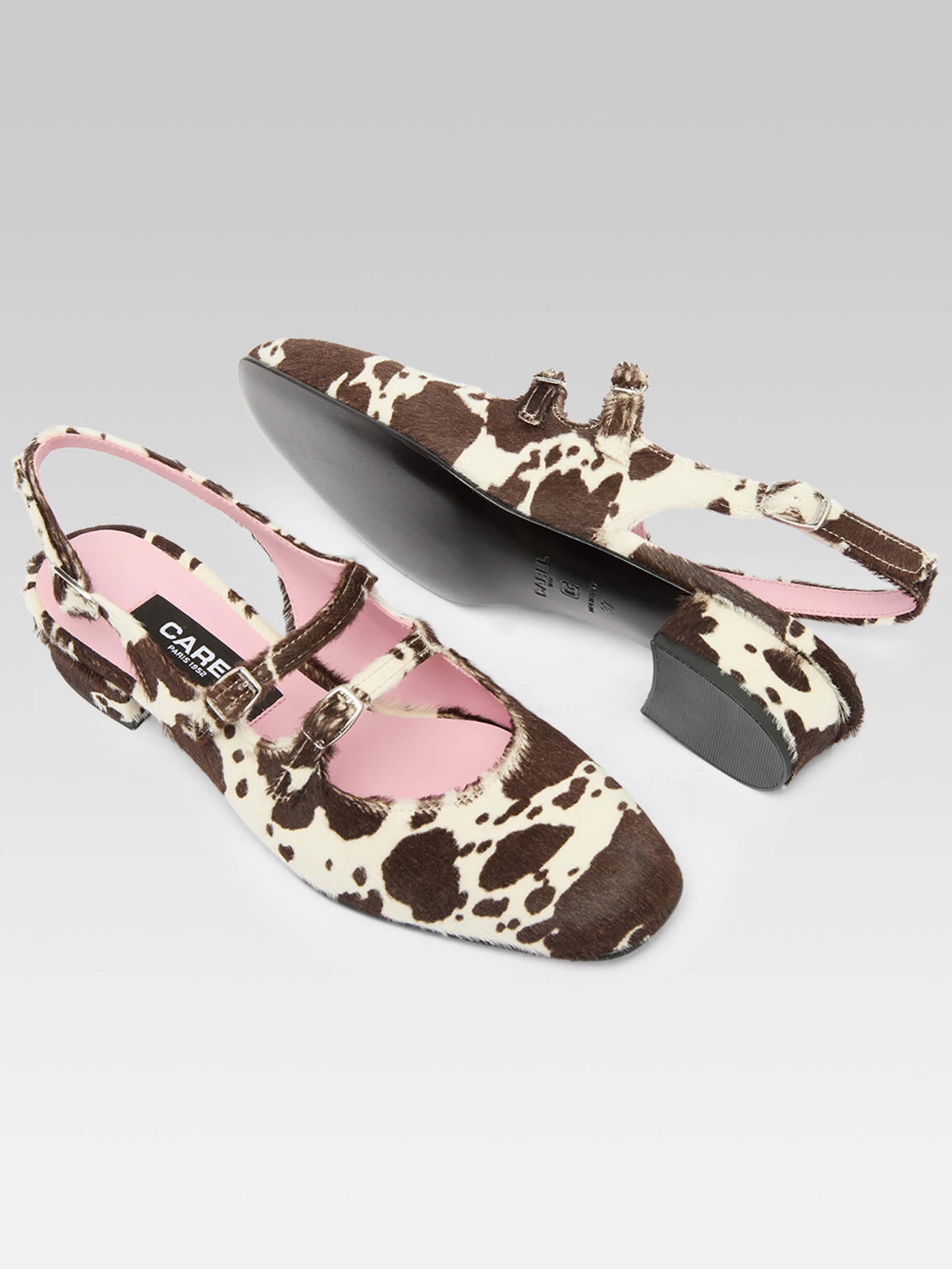 Peche - Babies slingback cuir pony imprimé vache