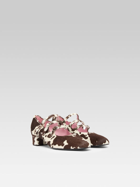 Kina - Cow print pony leather Mary Janes pumps - Image number 3