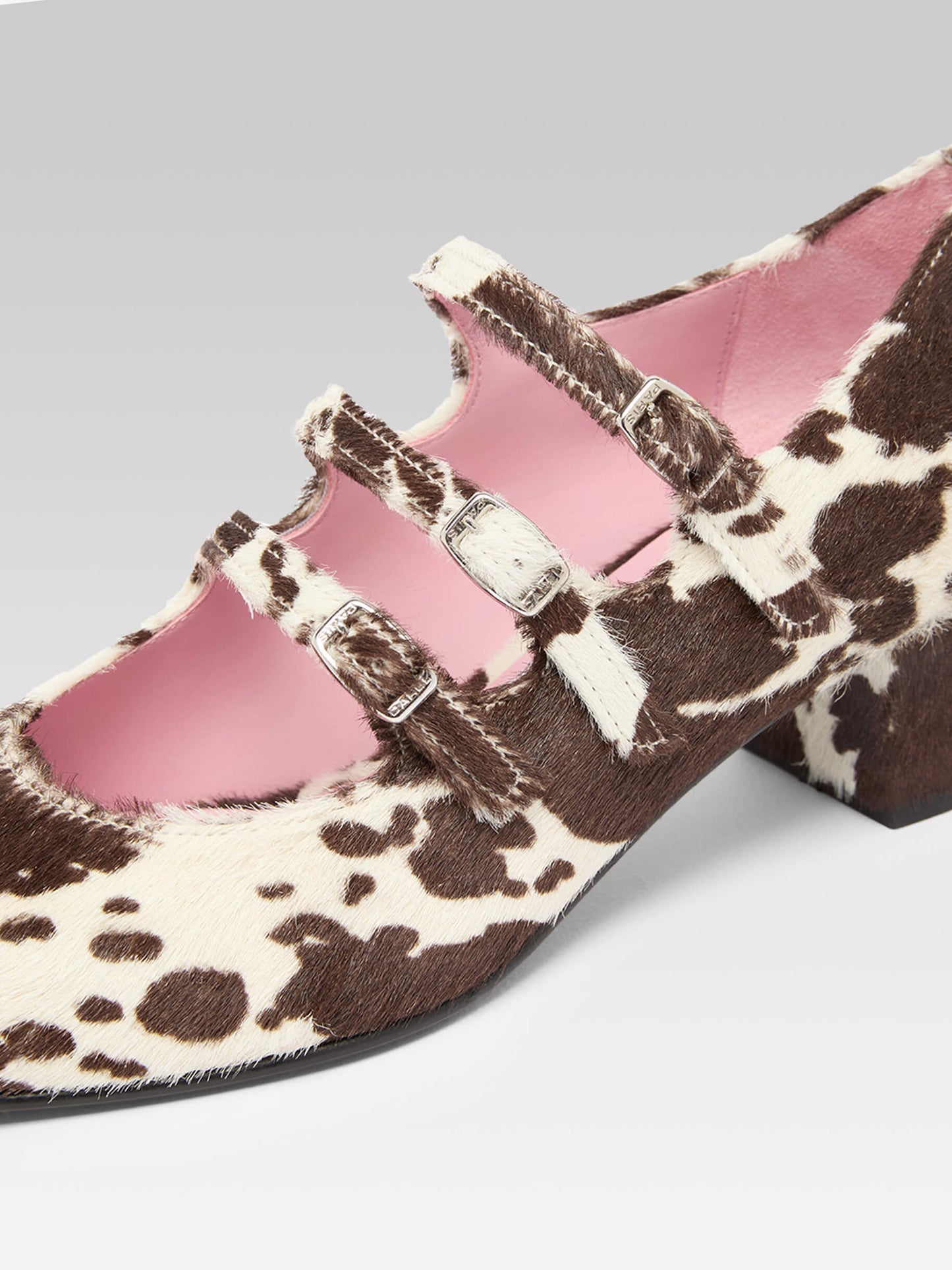 Kina - Cow print pony leather Mary Janes pumps