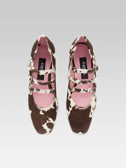 Kina - Cow print pony leather Mary Janes pumps - Image number 4