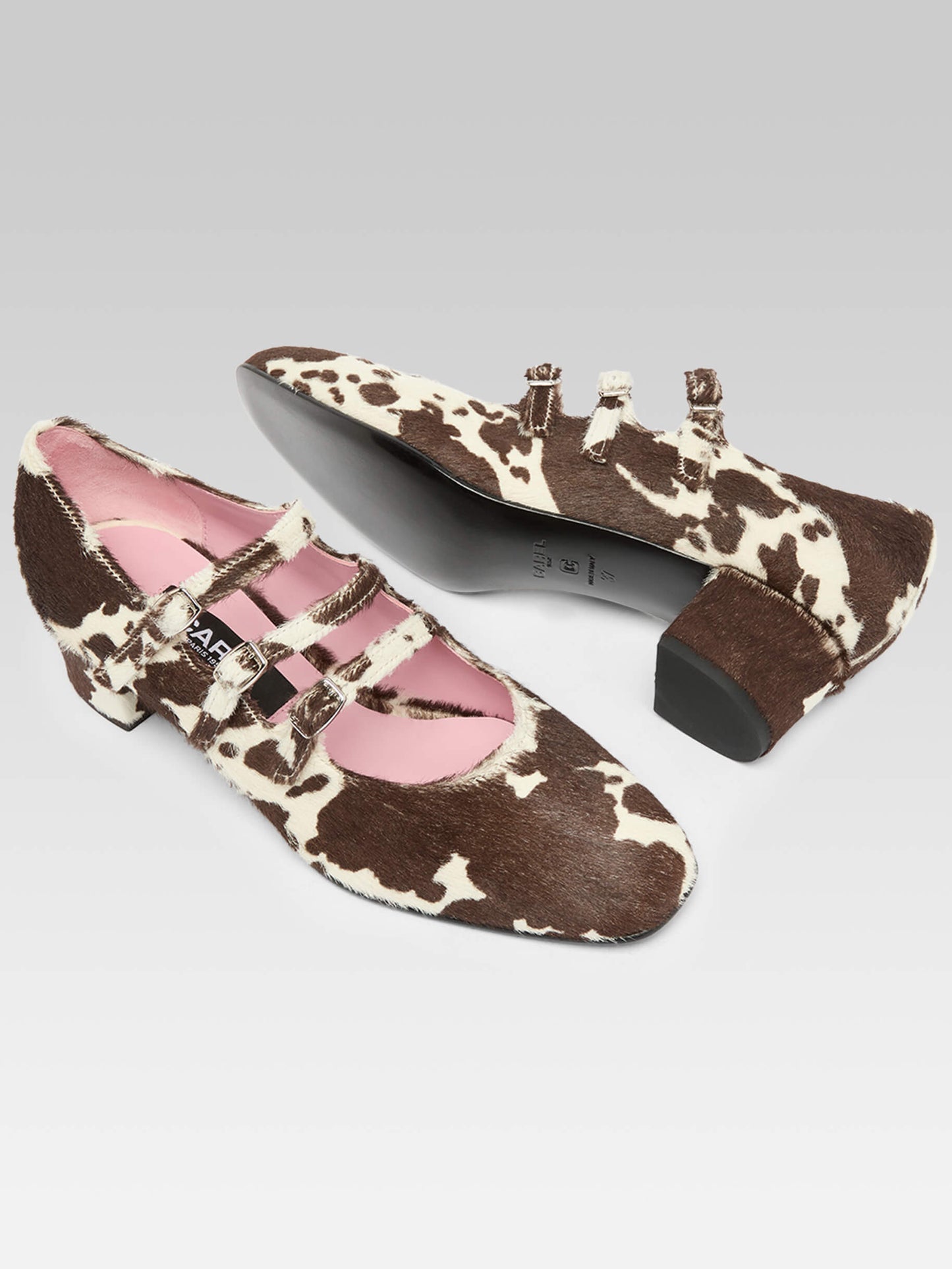 Kina - Cow print pony leather Mary Janes pumps