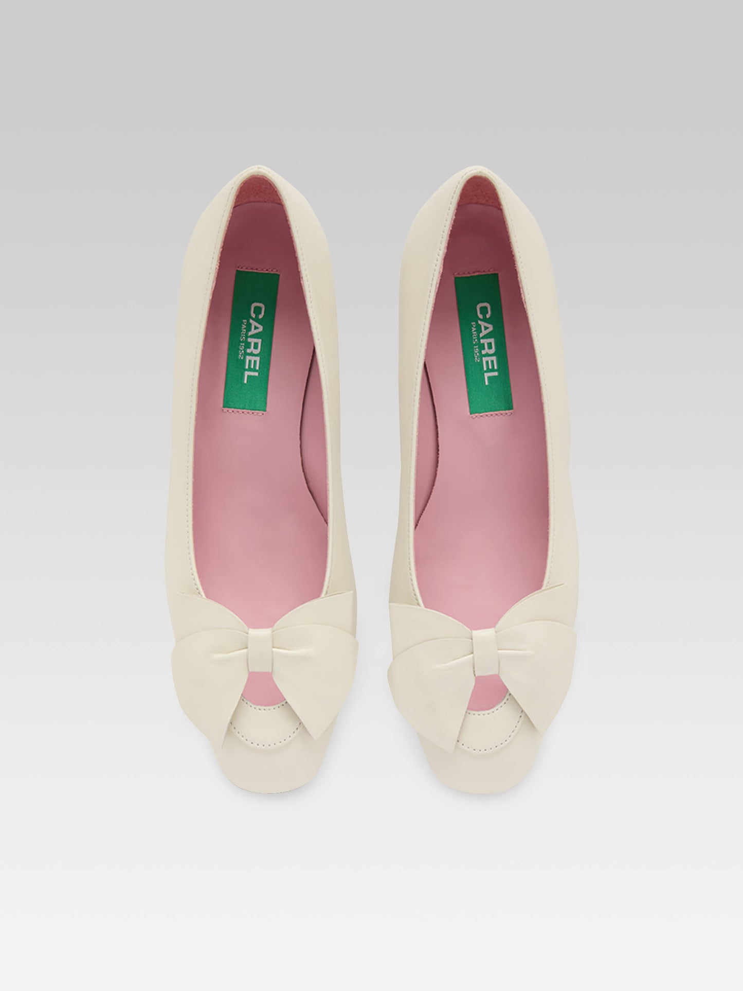 Princesse - Ivory upcycled leather ballet flats with bow