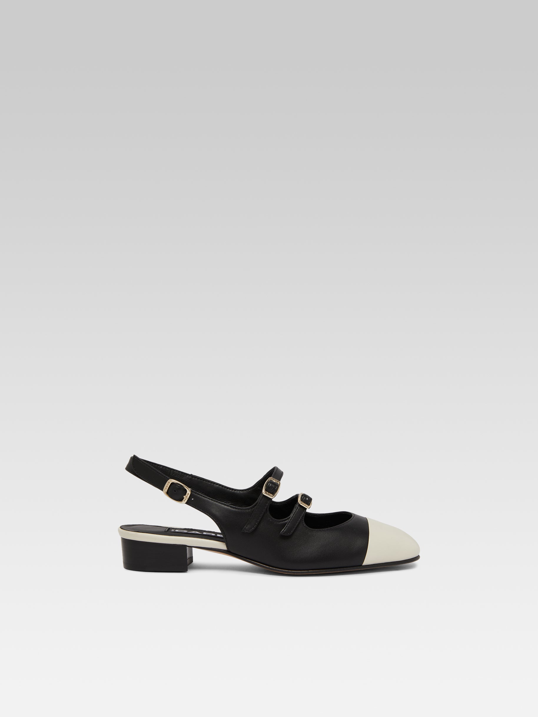 Abricot - Babies slingback cuir noir et beige