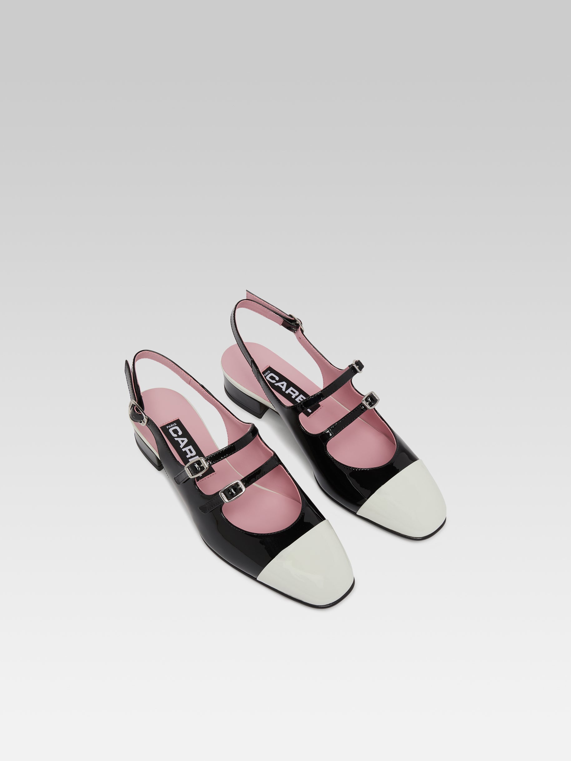 Abricot - Black and ivory patent leather slingback Mary Janes - Image number 3