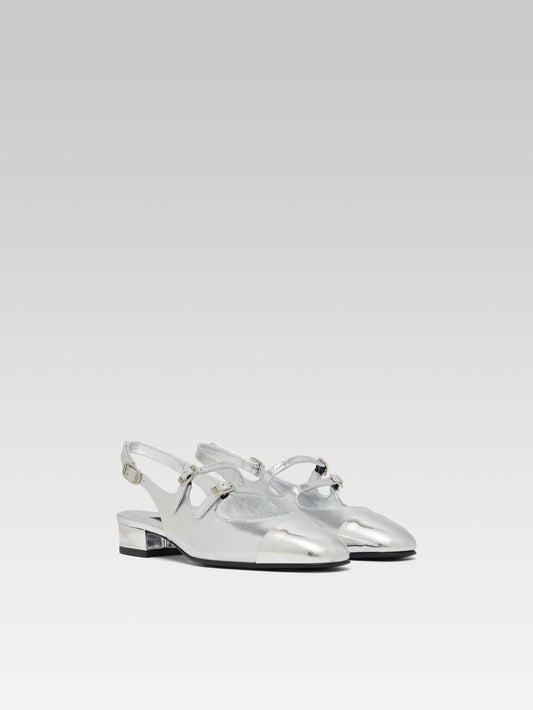 Abricot - Silver embossed leather slingback Mary Janes - Image number 2