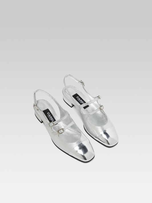 Abricot - Babies slingback cuir embossé argent - Image numéro 3