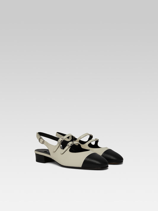 Abricot - Babies slingback cuir beige et noir - Image numéro 2