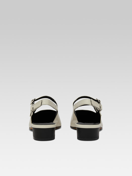 Abricot - Babies slingback cuir beige et noir - Image numéro 5