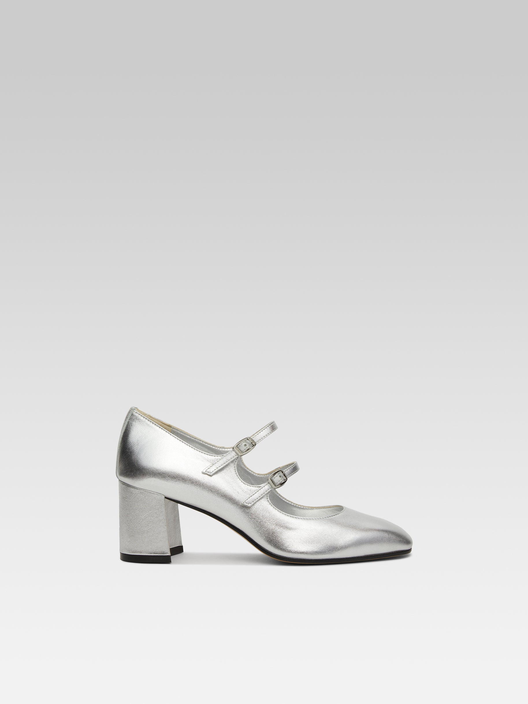 Alice - Escarpins babies cuir argent