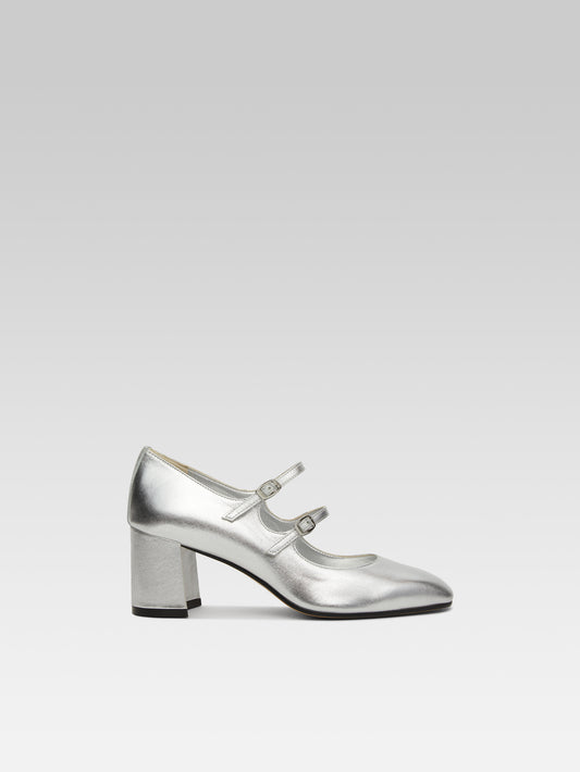 Alice - Silver leather Mary Janes pumps