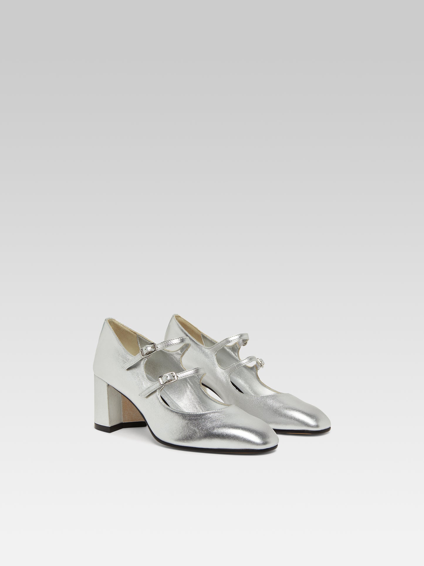 Alice - Silver leather Mary Janes pumps